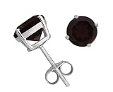 Sterling Silver 8mm Round Garnet Earrings