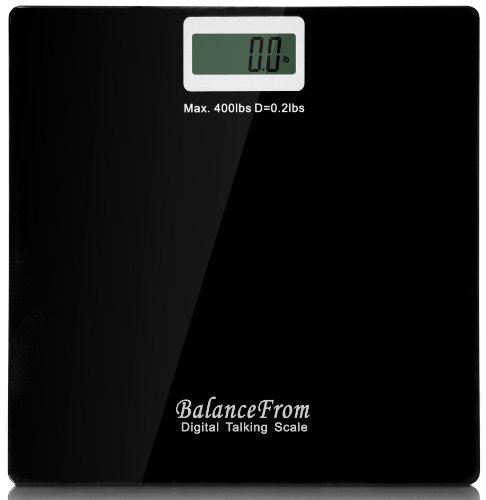 BalanceFrom High Accuracy Talking Digital Bathroom Scale with Audio On/Off Switch, 400 lb Capacity [NEWEST VERSION] (Black)