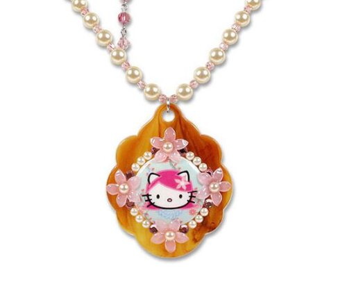 Tarina Tarantino Hello Kitty Pink Head Classic Collage Necklace  Cherry Blossom