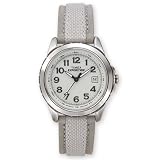 Timex 42471 Women's Round Analog Silver-Tone Expedition Sport Watch with Genuine Leather and Cloth Accent Band