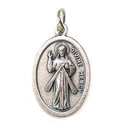 Divine Mercy Oxidized Medal in English or Spanish - MADE IN ITALY