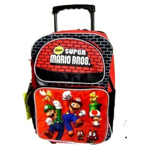 Nintendo Super Mario Luigi Large Rolling Backpack With Insulated Lunch Tote Bag Picture