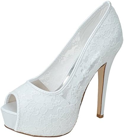 ZENF Women's Lace Wedding Pump White 6.5 US