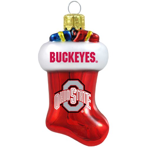 NCAA Ohio State Buckeyes Blown Glass Stocking Ornament