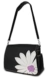 Black and White Messenger Daisy Diaper Bag