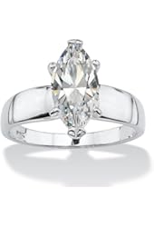 Marquise-Cut White Cubic Zirconia .925 Sterling Silver Solitaire Ring