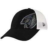 New Era Toronto Blue Jays Ladies Black-White Jersey Shimmer Rhinestone Mesh Back Adjustable Hat