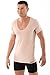 ALBERT KREUZ Men's Invisible deep v-Neck Business Undershirt with Short Sleeves Stretch Cotton Nude Beige M