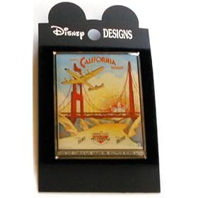 Disney's California Pin, Showing Airplane Flying Over Golden Gate Bridge, From 1930's Poster, #3557