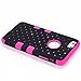 iPhone 6 Case, ROKE Shockproof iPhone 6 Studded Rhinestone Crystal Bling Hybrid Armor Case Cover for Apple iPhone 6(4.7 Inch) - Rose/Black