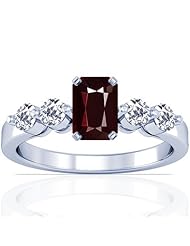 Platinum Emerald Cut Ruby Ring With Sidestones (GIA Certificate)