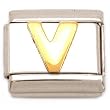 "V" Italian Charm Gold Plated 9mm