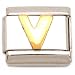 "V" Italian Charm Gold Plated 9mm