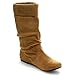 Coshare Women's Fashion Cozy Suede PU Fold Over Mid Calf Slouch Boots