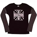 West Coast Choppers - WCC - Pink Iron Cross Long Sleeve Shirt - Small