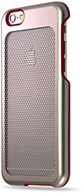 iPhone 6s Case, COOLMESH Aerospace Stainless Steel Case for iPhone 6 /6s - Silver/Red Trim Hex