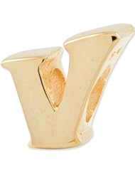 Reflection Beads Silver Gold Plated Letter V Block Alphabet Bead