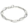 Silver B1924 Oval Plain + Diamond Cut Links Bracelet 7.75'