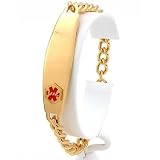 Medical ID Bracelet Emergency Info Jewelry Gold 8