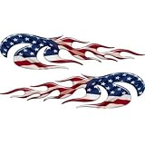 American Flag Car, Truck, ATV, SUV Accent Stripe Flame Decals - 2 h x 8 w