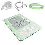 Green Amazon Kindle 2 E-Book Reader Silicone Rubber Skin Cover + Car Charger + Data Sync / Charger Cable + A Live*Laugh*Love Wrist Band!!! (Kindle 2 Not Included)