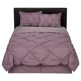 Home Kissing Pleat Comforter Set - Violet