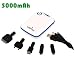 adiVolt 5000mAh External Power Bank Portable Battery Charger For Apple iPad 2 2nd series Ipod Touch/Shuffle Iphone 4th 4G 2G 2GS 3GS 3G gen. samsung LG sony Erission Nokia,compatible with MP3 MP4 MP5 PSP NDS GPS PDA PSP,with Interchangable Charging Tips(White)