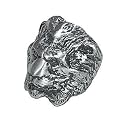 Lion Head Silver Tone Solid Pewter Ring
