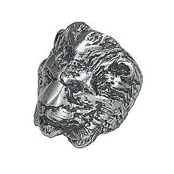 Lion Head Solid Pewter Ring