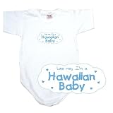 BABY BODYSUIT WHITE  LIGHT BLUE CLOUD LOVE ME , I'M HAWAIIAN  HAWAII 0 - 3 Months