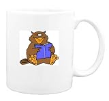Mug with reading, book, owl, bird