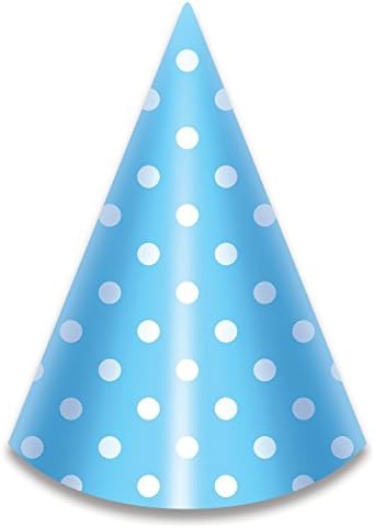 WangO 6.5" A Class Paper Party Hats, Polka Dots, 12 Pcs (Blue)