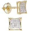 Solid 14K Yellow Gold .10 Carat Micro Pav&eacute; Genuine Diamond Earrings