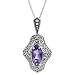 Sterling Silver & Amethyst Antiqued Pendant with 18