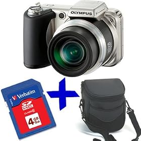 eHome bundle: Olympus SP600 Digital Camera +4GB SDHC +Case (SP-600UZ Silver, 12MP, 15xOptical Zoom 28mm Wide-Angel Lens, 2.7" LCD)