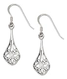 Sterling Silver Open Scrolled Celtic Teardrop Earrings on French Wires.