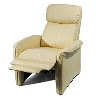 Home Leather Recliner 3 Positional Leather Cozy Recliner Chair Off White
