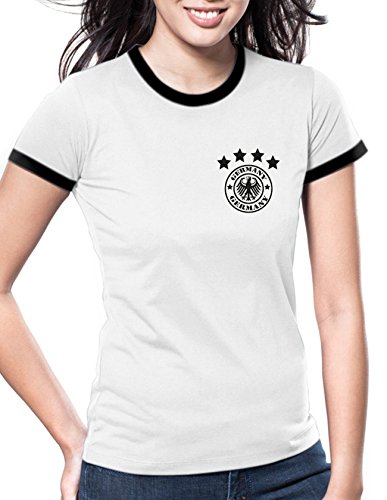 Luckja EM 2016 Deutschland Trikot Wunschname und Wunschnummer Motiv 14 Retro Damen T-Shirt