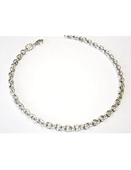 14K White Gold Polished-Finish 10" Rollo Link Anklet.