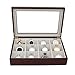 Tech Swiss Pocket Watch Box Display Case Wood Large Compartments Glass Window (Burlwood)