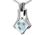 1.35 cttw Genuine Square Aquamarine Pendant - 14kt White Gold LIFETIME WARRANTY