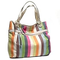 Hot Sale Coach Limited Edition Signature Legacy Stripe Glam Shopper Bag Purse Tote 19021 Multi