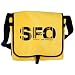San Francisco Airport Code SFO Messenger Bag Yellow Barcode