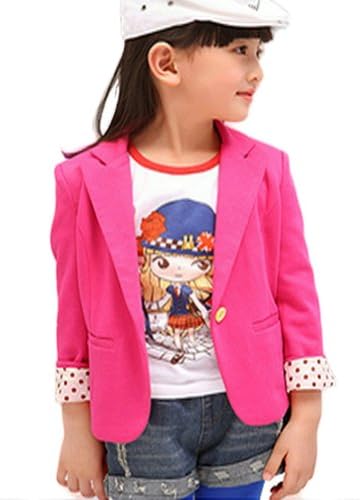 Urparcel Girls Cotton Outerwear Fit Casual Jackets Suit Blazers Candy Color 2-7Y