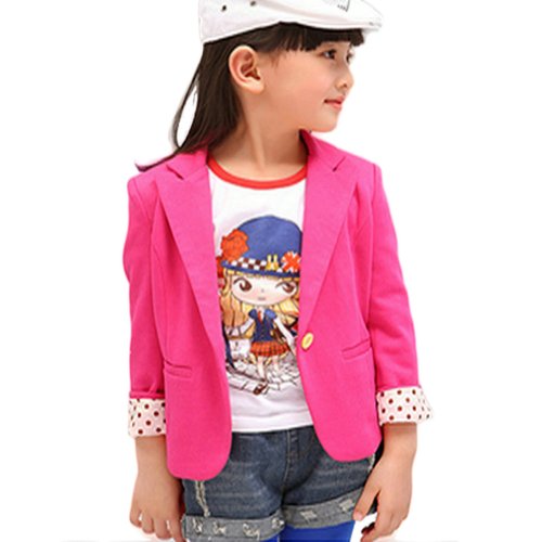 Urparcel Girls Cotton Outerwear Fit Casual Jackets Suit Blazers Candy Color 2-7Y