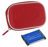rooCASE 2n1 EVA Hard Shell (Red) Case with Memory Foam and EN-EL12 900mAh Li-Ion Battery for Nikon Coolpix S8000 14 MP Digital Camera Black