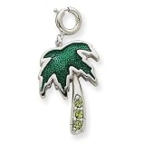 Sterling Silver Green Enameled Palm Charm