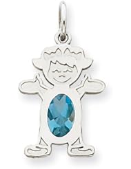 14K White Gold Girl 7x5 Oval Genuine Blue Topaz-Dec. Metal Wt- 0.87g