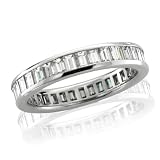 Certified 18k White Gold Emerald Cut Diamond Eternity Band Ring Size 6.5 (F-G, VS, 2.15 carat)