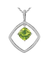 Tivolia Collection 14kt White Gold Diamond Pendant With Peridot